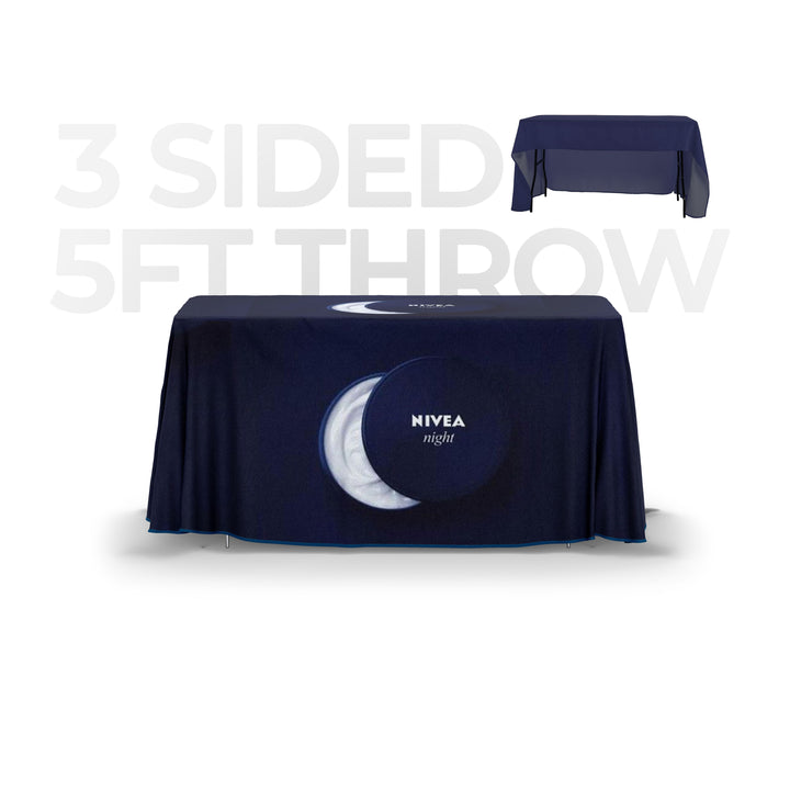 5 ft Throw Tablecover (3 Sided) Open Back - E-COM