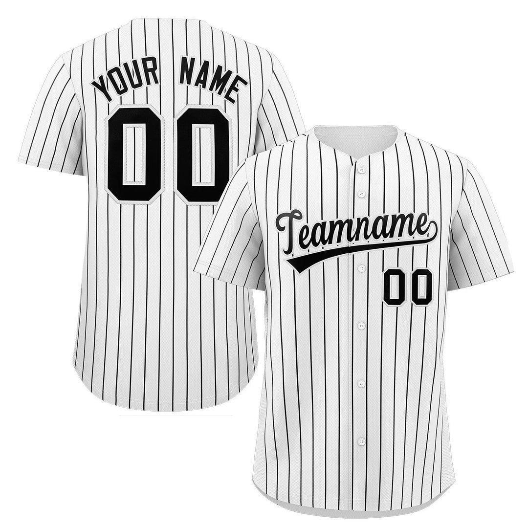 Custom Pinstripe Baseball Button Down Jersey – Personalized with Custom Logos, Name and Number - E-COM